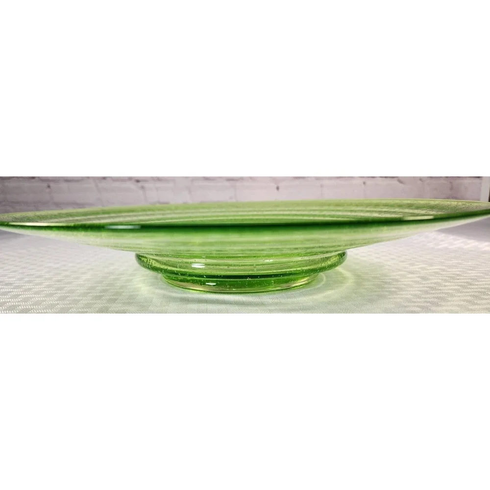 Empoli Green Pedestal Console Bowl Italian Controlled Bubble Glass 13